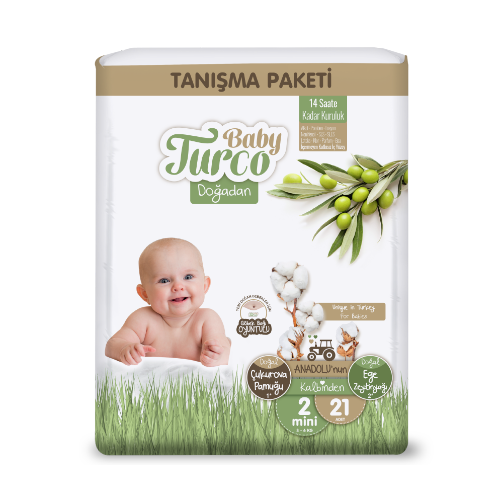 Baby Turco Doğadan Mini 2 Beden Bebek Bezi Tanışma Paketi