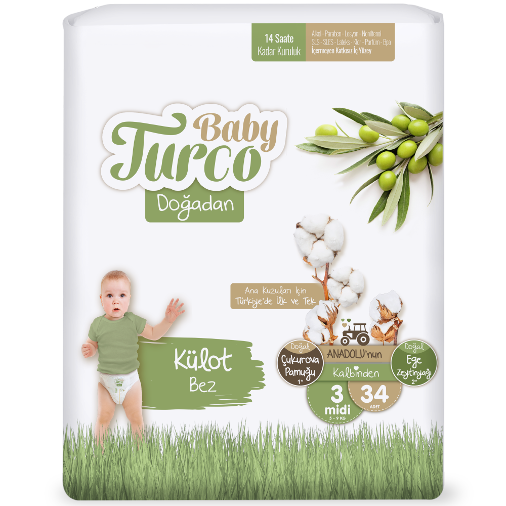 Baby Turco Doğadan 3 Beden Külot Bez